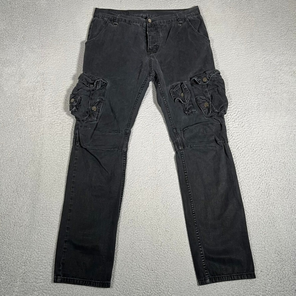 MNML Jeans Mens 36x32 Black‎ Cargo Utility Pockets Denim Casual Preppy Cotton